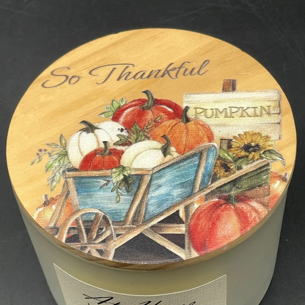 At Home by Mirabeau White Pumpkin 3-Wick Soy Blend Candle 12oz So Thankful Lid